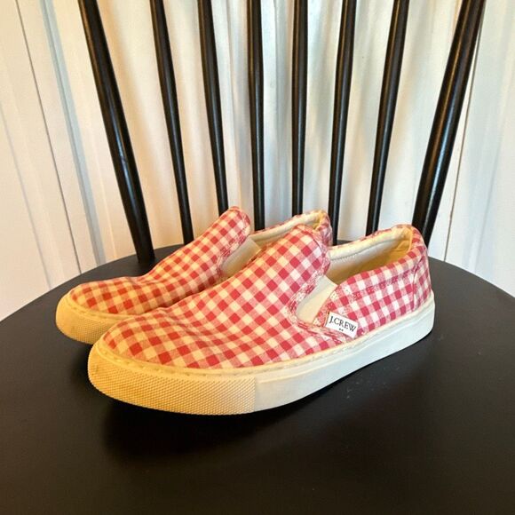 J.Crew pink gingham canvas slip on sneakers 6 - Picture 4 of 10